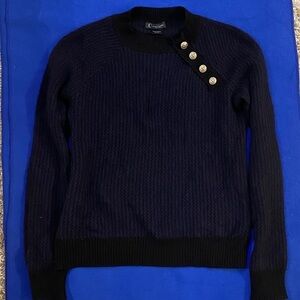 Bloomingdale's Black and Navy Cashmere Sweater size S